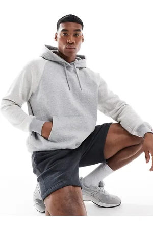 Hollister Sudadera de corte cuadrado con capucha, logo universitario y mangas en contraste de