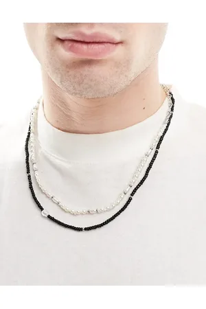 ASOS Pack de 2 collares de cuentas negras y perlas de agua dulce de imitación de