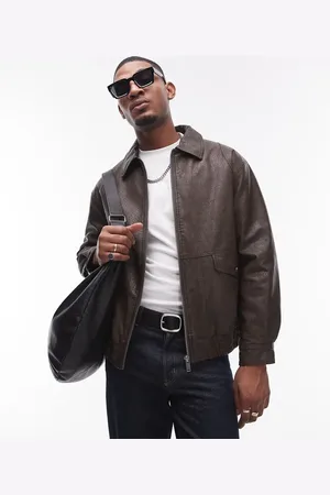 Topman Chaqueta Harrington de cuero sintético de