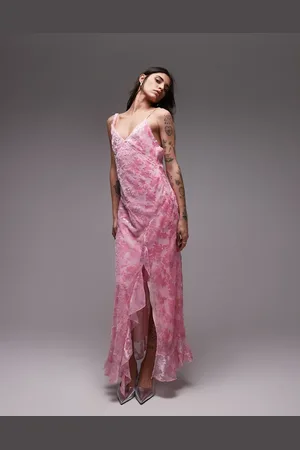 Topshop Vestido largo con tirante retorcido de devoré de