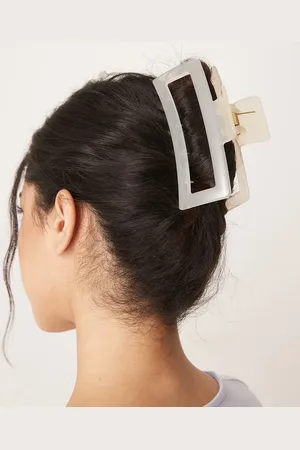 DesignB London Pinza para el cabello blanca extragrande de