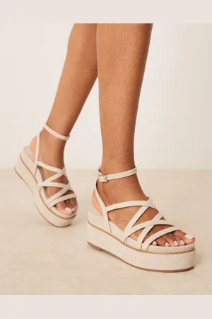 ASOS Sandalias beis con diseño de tiras y plataforma plana Taurus 2 de -Neutro