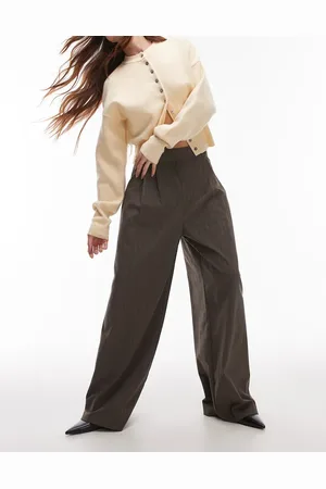 Topshop Pantalones marrones con pinzas de