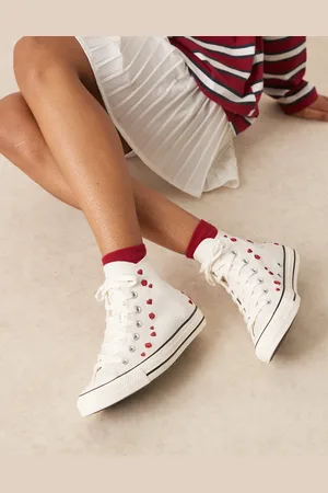 Converse Zapatillas de deporte blancas con rosas Hearts Chuck Taylor All Star Hi de