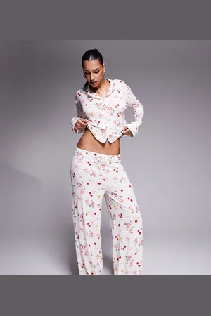 Kaiia Pantalones de pijama con estampado de rosas, cerezas y lazos Mix & Match exclusivos de (parte de un conjunto)-Multicolor