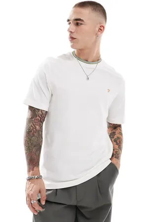 Farah Camiseta blanca con ribetes en el cuello Alvin de