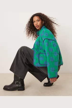 Free People Chaqueta verde acolchada con estampado floral Chloe de