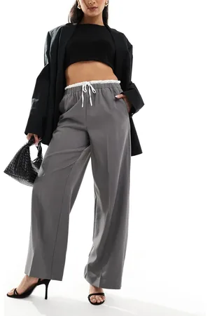 ONLY Pantalones de sastre medio de pernera ancha de