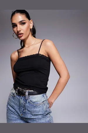 ASOS Top de tirantes con ribete de encaje de