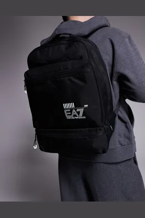EA7 Mochila negra con logo de Armani -Negro