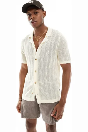 Only & Sons Camisa blanco hueso de punto calado de