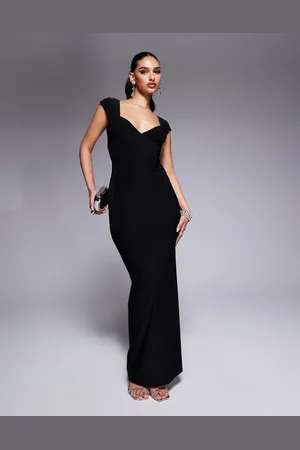 Fashionkilla Vestido largo ceñido con diseño moldeado doble, escote corazón y espalda abierta de