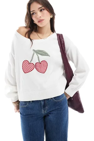 Hollister Jersey con escote Bardot y detalle de cerezas de