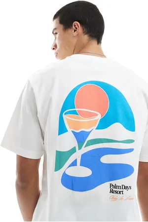 Only & Sons Camiseta blanca holgada con estampado "Palm" en la espalda de -Blanco