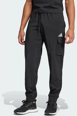 adidas Pantalones negros y blancos cargo con logo pequeño Essentials de adidas