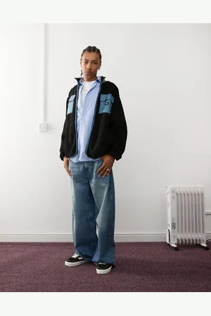 Vans Chaqueta negra y azul extragrande de sherpa afelpada Debrusk de -Multicolor