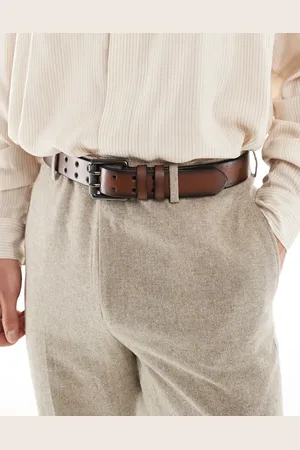 ASOS Cinturón de vestir marrón de poliuretano de