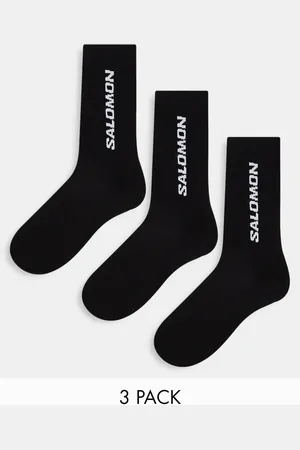 Salomon Pack de 3 pares de calcetines deportivos negros diarios unisex de