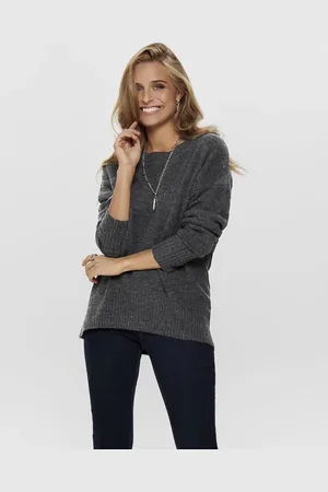 ONLY Jersey gris oscuro melange de punto de -Verde