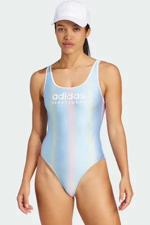 adidas Bañador azul brillante y blanco con espalda en forma de "U" Tiro de adidas