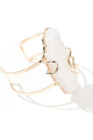 ASOS Pulsera dorada abierta con fragmento de piedra semipreciosa sintética de