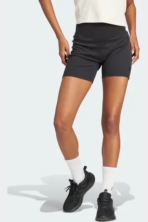 adidas Pantalones cortos negros de talle alto de canalé de adidas Lounge