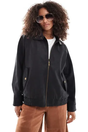 ASOS Chaqueta bomber negra de tejido efecto cuero de