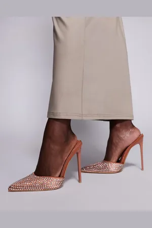 Simmi London Mules marrón de tacón alto con detalle de abalorios Thia de SIMMI London