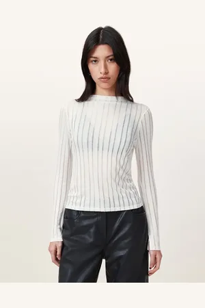 AllSaints Camiseta blanca de manga larga Aki de