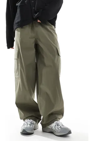 ASOS Pantalones cargo lavado muy holgados con cinturilla elástica de