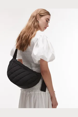 Topshop Bandolera negra guateada con bolsillo delantero de nailon Cora de