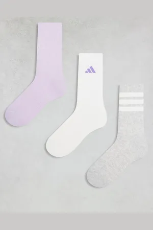 adidas Pack 3 pares de calcetines de color gris, blanco y lila de caña alta de adidas Training
