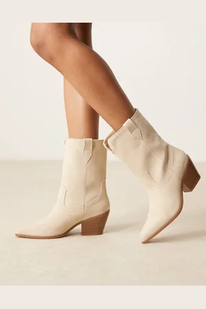Glamorous Botines rosa lavado de estilo wéstern de -Blanco