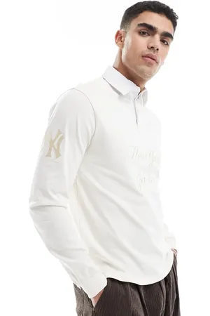 New Era Polo color de estilo rugby con logo de los NY Yankees de -Blanco