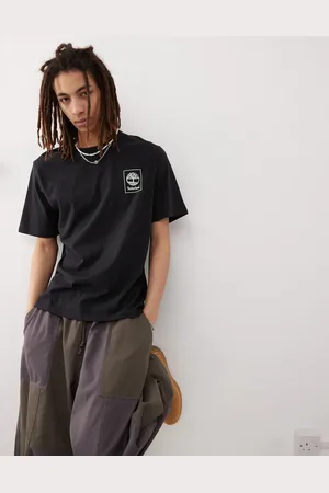 Timberland Camiseta negra con recuadro del logo en el pecho de