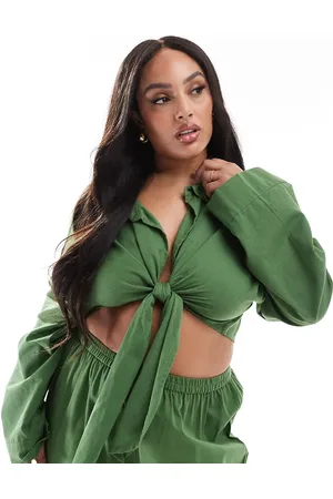 Esmée Camisa playera verde con lazada delantera exclusiva de Esmée Curve (parte de un conjunto)