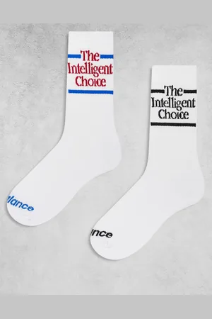 New Balance Pack de 2 pares de calcetines blancos con detalle de texto de