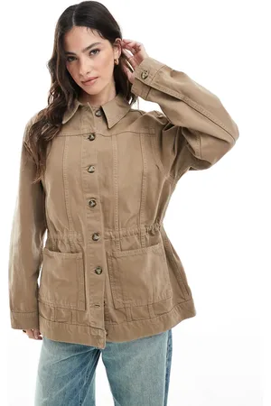ASOS Chaqueta vaquera marrón árbol con cinturón de -Neutro