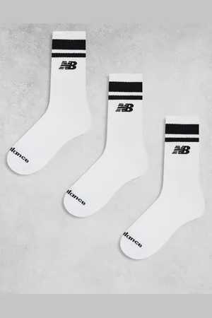 New Balance Pack de 3 pares de calcetines blancos de caña media a rayas de