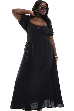 Esmée Vestido playero largo con lazada delantera y mangas abullonadas exclusivo de Esmée Curve