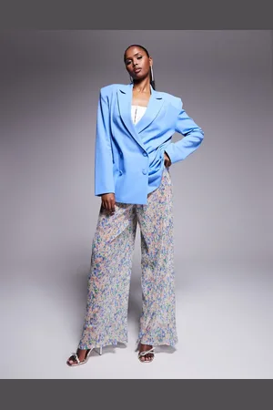 ASOS Pantalones plisados de pernera ancha con estampado floral de malla de (parte de un conjunto)