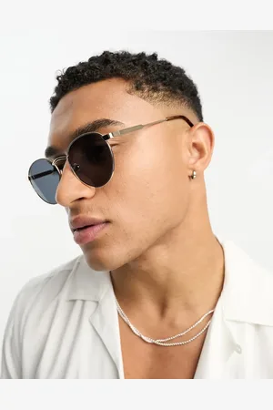 Only & Sons Gafas de sol doradas redondas de
