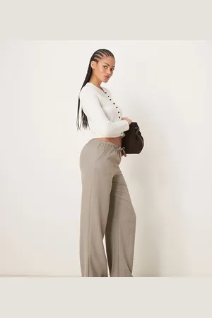JDY Pantalones grises de pernera ancha con lazada en la parte delantera de