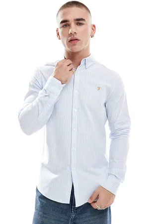 Farah Camisa marino y blanca a rayas de manga larga Brewer de