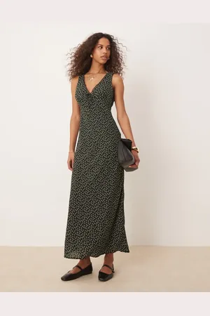 Kiss The Sky Vestido largo negro con estampado floral de