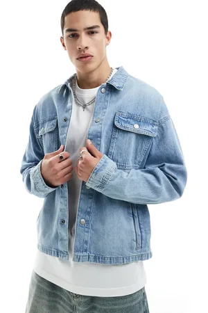 JACK & JONES Chaqueta vaquera azul claro de corte cuadrado de