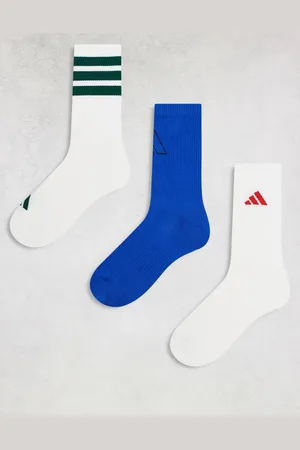 adidas Pack 3 pares de calcetines de color blanco, azul y verde de caña alta de adidas Training