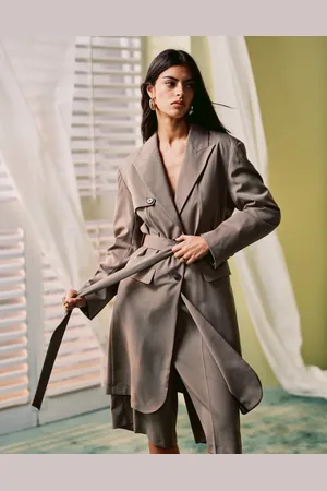 ASOS Americana larga color moca con solapa antitormenta de (parte de un conjunto)-Neutro