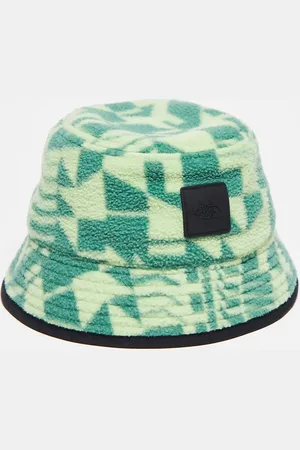The North Face Sombrero de pescador verde salvia con estampado geométrico de felpa NSE Fleeski de