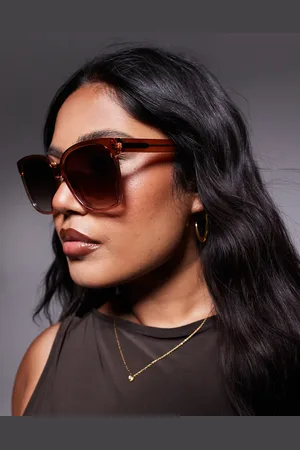 Quay Australia Gafas de sol marrones con montura cuadrada extragrande y lentes degradadas de a rosa Wide Awake de Quay